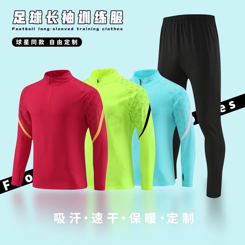 Half Zipper Long Sleeve Coat Long Sleeve Training Clothes Suit Men'S Football Clothes Training Clothes Appearance Clothes - Image 2